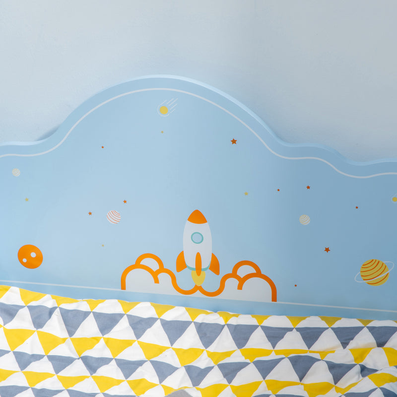 Letto per Bambini con Sponde 143x74x59 cm Fantasia Spaziale Azzurro  