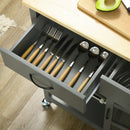 Carrello da Cucina 88,5x46x91,5 cm in Legno MDF e Vetro Grigio