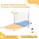 Cancellino per Cani Regolabile con 2 Estensioni 77-105x120 cm in Acciaio e Doppio Blocco Bianco