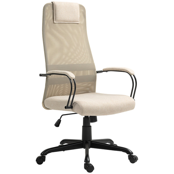 sconto Sedia da Ufficio Ergonomica Girevole con Reclinazione Altezza Regolabile 58x61x115-125 cm Beige