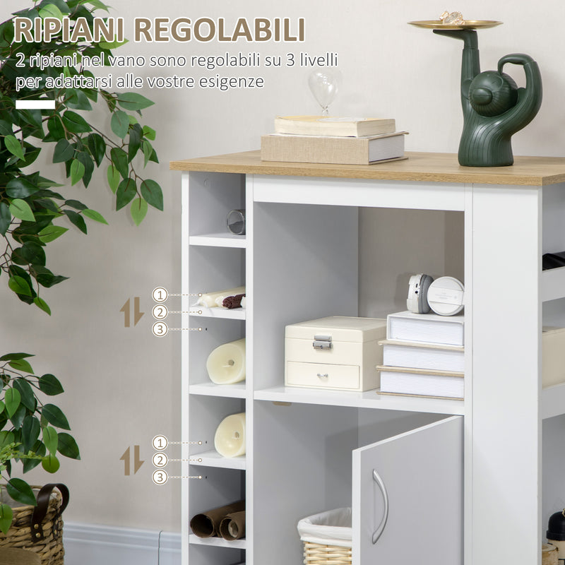Carrello da Cucina con Armadietto e Ripiani Regolabili 75x39,5x88 cm Bianco   