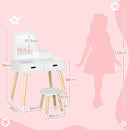 Toeletta Trucco per Bambine Consolle e Sgabello Bianco e Colore Legno   