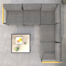 Salotto da Giardino con Divano e Tavolino in Alluminio con Cuscini Imbottiti   Grigio