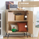 Credenza 80x39x101,8 cm in Legno e Rattan  Naturale