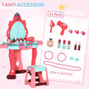Specchiera Giocattolo per Bambini con Sgabello Luci e Accessori 57x34x76 cm Multicolore