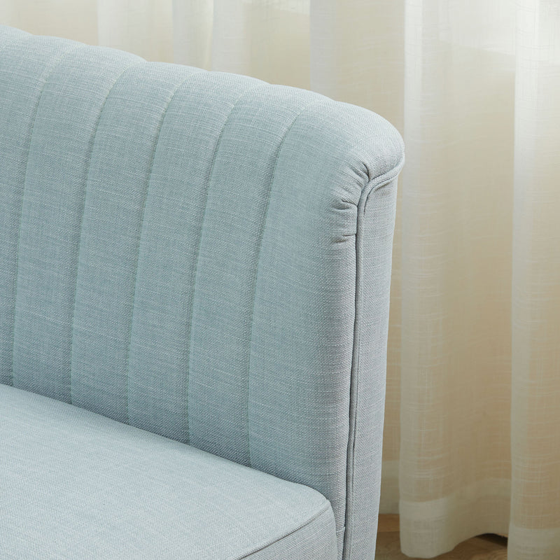 Divano 2 Posti 117x56.5x77 cm in Tessuto con Gambe in Legno Verde Chiaro 