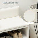 Scarpiera da Ingresso con Seduta Imbottita e Armadietto 80x33x49 cm Bianco  