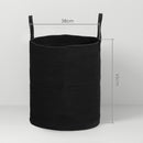 Cesto Portabiancheria Pieghevole con Manici 36L Ø38x45 cm in Cotone Naturale Nero 