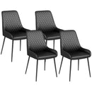 Set 4 Sedie Trapuntate a Diamante 49x60x89 cm Imbottite in Pelle PU Nero 