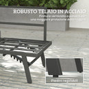 Divano da Giardino 3 in 1 180x63.5x68 cm Reclinabile su 5 Posizioni con Tavolino Estraibile Grigio   