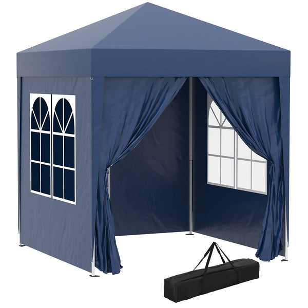 acquista Gazebo Pieghevole Pop Up 2x2m in Poliestere e Acciaio Blu