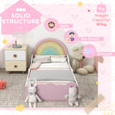 Lettino per Bambini 3-6 Anni con Sponde Laterali Anticaduta 143x74x66 cm in MDF Bianco e Rosa