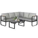 Set  3 Pezzi da Esterno con Divano Angolare 5 Posti Convertibile e Tavolino da Esterno Grigio e Nero   