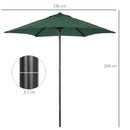 Ombrellone da Giardino Ø196x204H cm a 6 Stecche Verde  