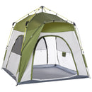Tenda da Campeggio 2 Posti Pop Up 240x240x199 cm con Porta a Cerniera e 3 Finestre Verde