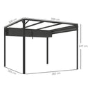 Gazebo Pergola da Giardino 300x300x227 cm con Telo Retrattile e Tenda a Rullo Grigio Scuro   