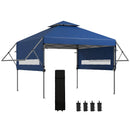 Gazebo Pieghevole con Pareti Estensibili Altezza Regolabile e Borsa con Ruote 5x3m  Blu