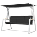 Panchina da Giardino 3 Posti con Tettuccio Inclinabile 205x130x175 cm in Acciaio Grigio Scuro