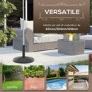 Base per Ombrellone Rotonda da 12,5kg Ø44,5 cm per Pali da Ø3,8 e Ø4,8 cm in HDPE Cemento e Acciaio Nero  