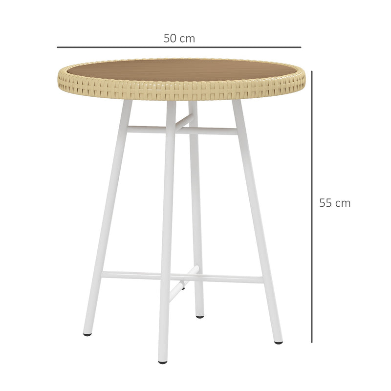 Tavolino da Giardino Moderno 50x50x55 cm in Rattan e Acciaio Nero-3