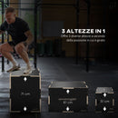 Box Jump Pliometrico a 3 Altezze 61-51-41 cm in Legno Antiscivolo Nero