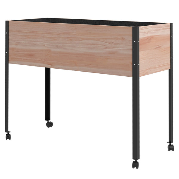 Fioriera da Giardino con Fori di Drenaggio e 4 Ruote 99x42x81 cm in Legno di Abete e Acciaio Naturale prezzo