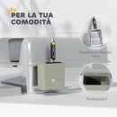 Lettiera per Gatti con Gradino 60,2x40,6x29 cm in Acciaio Inox e ABS Grigio Chiaro   