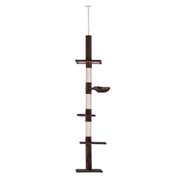 sconto Albero Tiragraffi per Gatti Multilivello a Soffitto 40x34x230-260 cm Altezza Regolabile Marrone