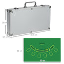 Set Poker per 7-8 Giocatori con 300 Fiches 2 Mazzi di Carte e 5 Dadi con Valigetta in Alluminio e Poliestere Argento