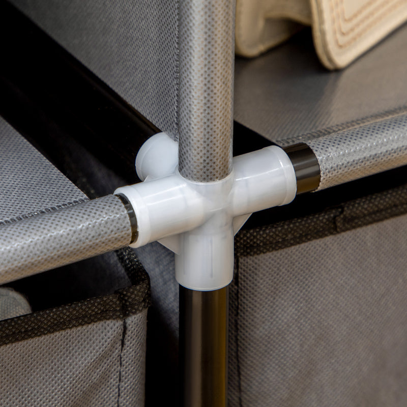 Armadio Guardaroba da Campeggio 125x43x162,5 cm con Cassetti e Ante Avvolgibili con Zip Grigio Scuro