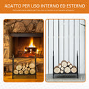 Portalegna per Camino con maniglie in Metallo 44,5x33x46,5 cm da Interno ed Esterno Max 15Kg Nero
