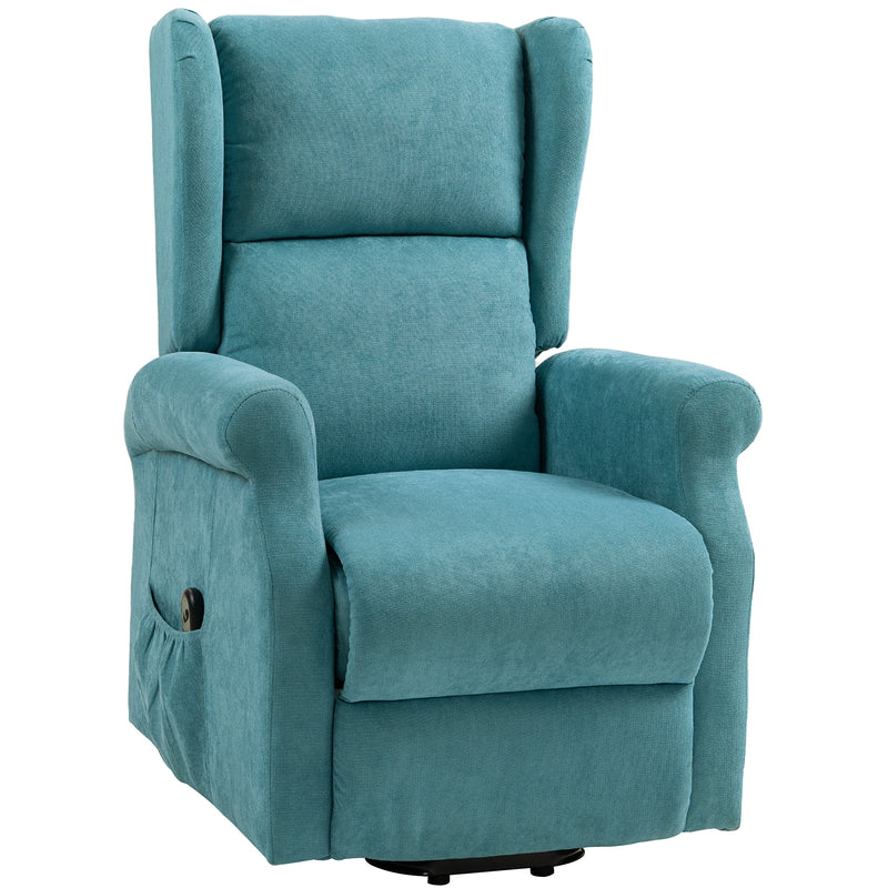 Poltrona Alzapersona Reclinabile 135° con Poggiapiedi e Telecomando 74x94x111 cm Blu  