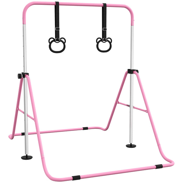 sconto Sbarra per Ginnastica Artistica per Bambini Altezza Regolabile 88-128 cm 2 Anelli Rosa