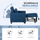 Poltrona Letto Reclinabile su 3 Livelli con Cuscino Extra 69x82x85 cm Blu  