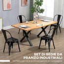 Set 4 Sedie da Cucina Impilabili 53x45x85 cm in Acciaio Nero