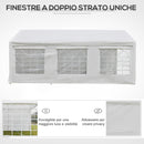 Gazebo da Giardino 600x300x280 cm 3 Stanze e Porte a Cerniera Bianco   