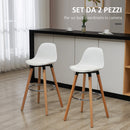 Set 2 Sgabelli da Bar Stile Nordico con Cuscino e Gambe in Legno Bianco 