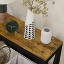 Consolle da Ingresso Stile Industriale con Prese di Corrente 100x24x75 cm Legno e Acciaio 