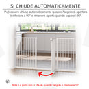 Cancelletto di Sicurezza per Animali Domestici 3 Estensioni Regolabile 74-148cm Chiusura Automatica Bianco