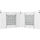 Set 2 Pareti 295x195 cm con Finestre e Tende Avvolgibili per Gazebo 3x3m e 3x6m Bianco