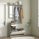 Mobile Guardaroba per Ingresso con Specchio Appendiabiti e Scarpiera Regolabile Grigio     