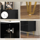 Mobile Contenitore con 2 Armadietti e Ripiano Regolabile 120x40x75 cm in Truciolato e Metallo Nero e Oro
