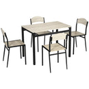 Set da Pranzo Tavolo Rettangolare e 4 Sedie in Acciaio e MDF Nero e Rovere