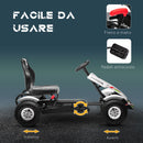 Go Kart a Pedali per Bambini 121x58x61 cm con Sedile Regolabile e Freno a Mano Bianca