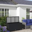 Baule da Giardino con Ruote 121x57x67 cm in Rattan PE Nero