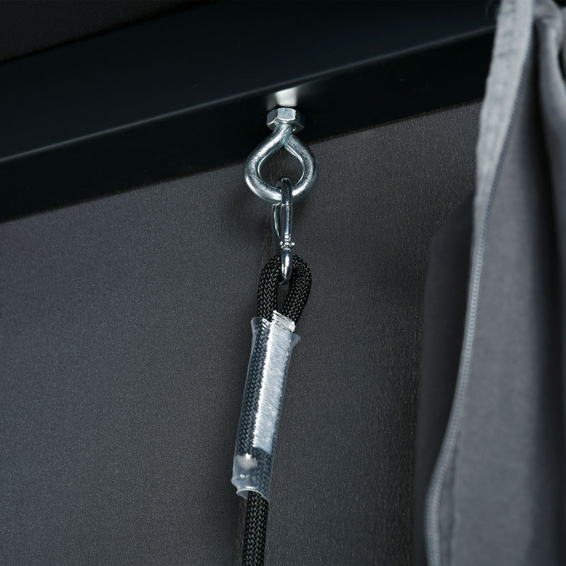 Dondolo Lettino con Pergola da Giardino 235x180x210 cm in Acciaio e Rattan PE Grigio Scuro