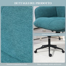 Sedia da Ufficio Girevole ad Altezza Regolabile 63x66x86-96 cm in Tessuto Effetto Lino e Acciaio Verde Scuro