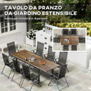 Tavolo da Giardino 160-240x90x74 cm per 6-8 Persone Piano Effetto Legno   