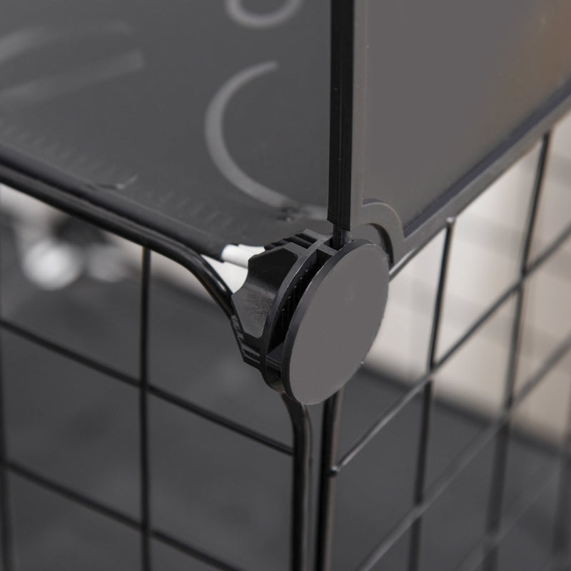 Recinto per Gatti e Roditori di Taglia Media 105x70x116 cm Modulabile e Multilivello in Acciaio e PP Nero  