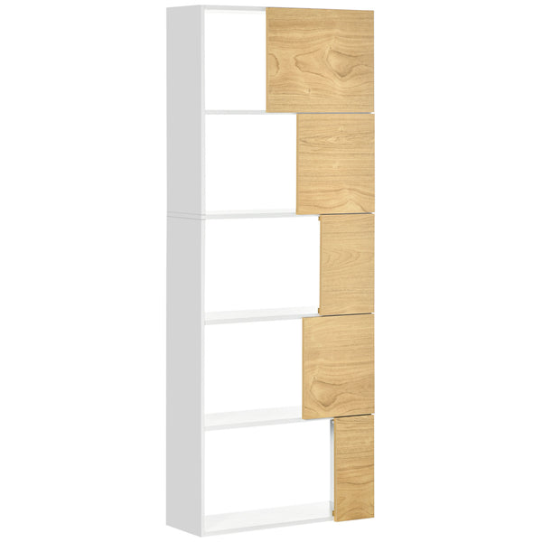 prezzo Bibliothèque avec étagères 5 étagères 63x22x166 cm en bois et métal blanc et naturel